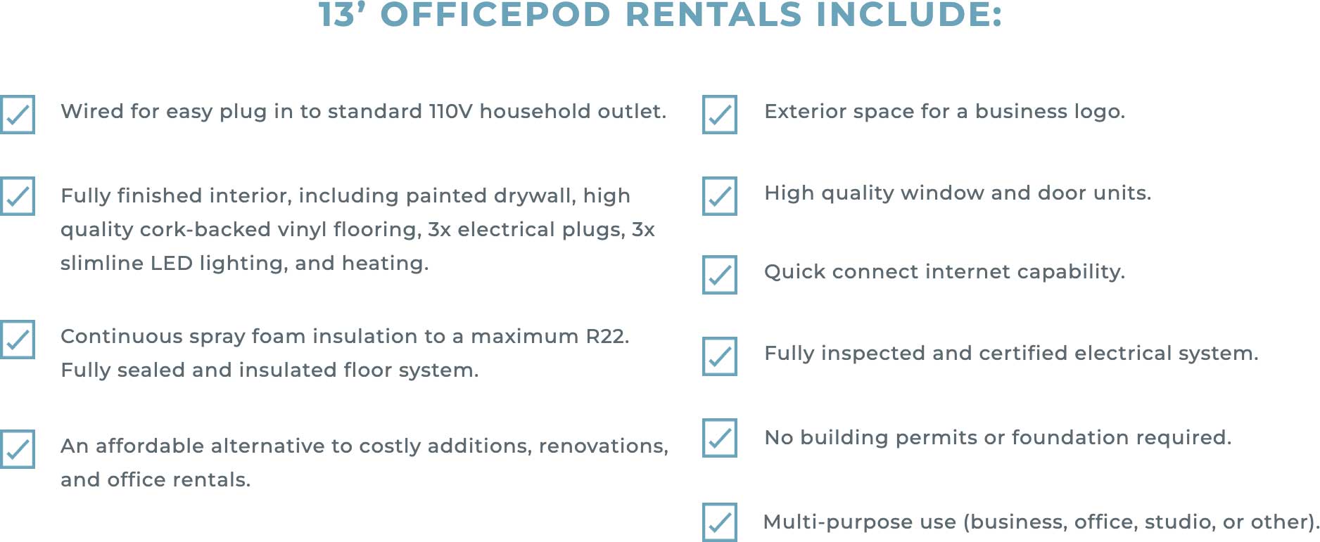 officepod rentals include