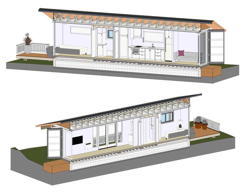 line drawing of container home