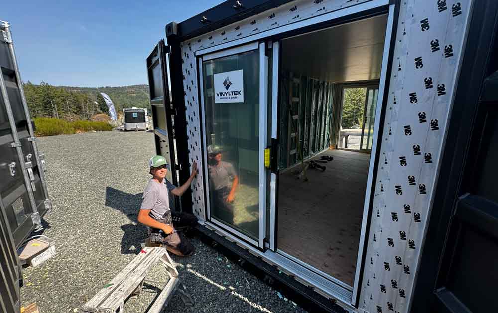 adam building an office pod