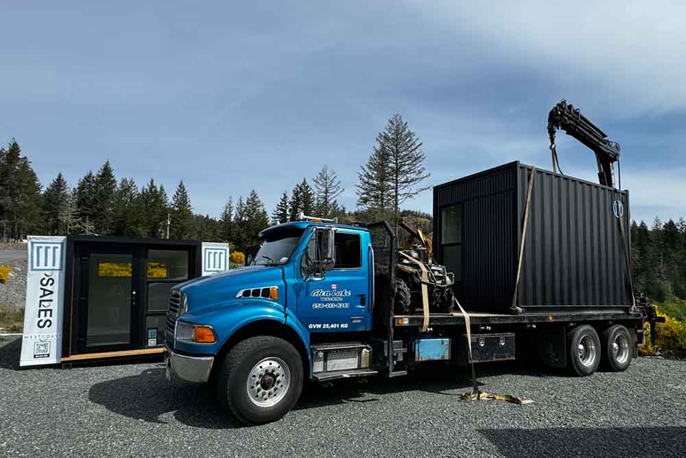 backyard pod being delivered on a truck