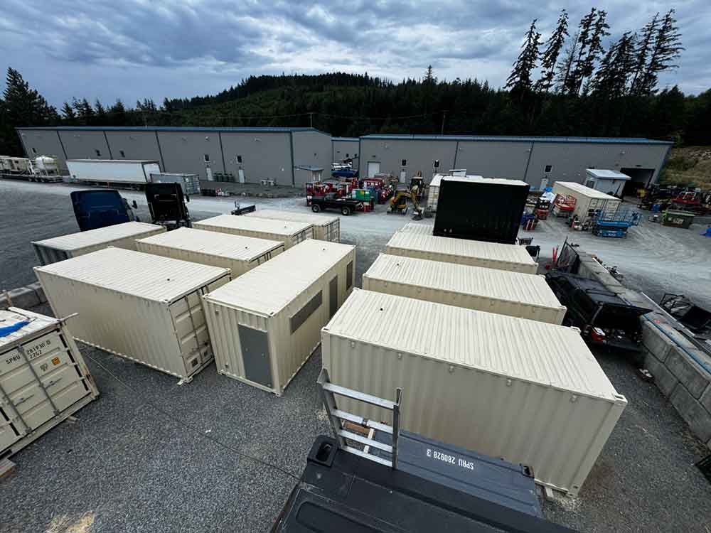storage container units in workyard